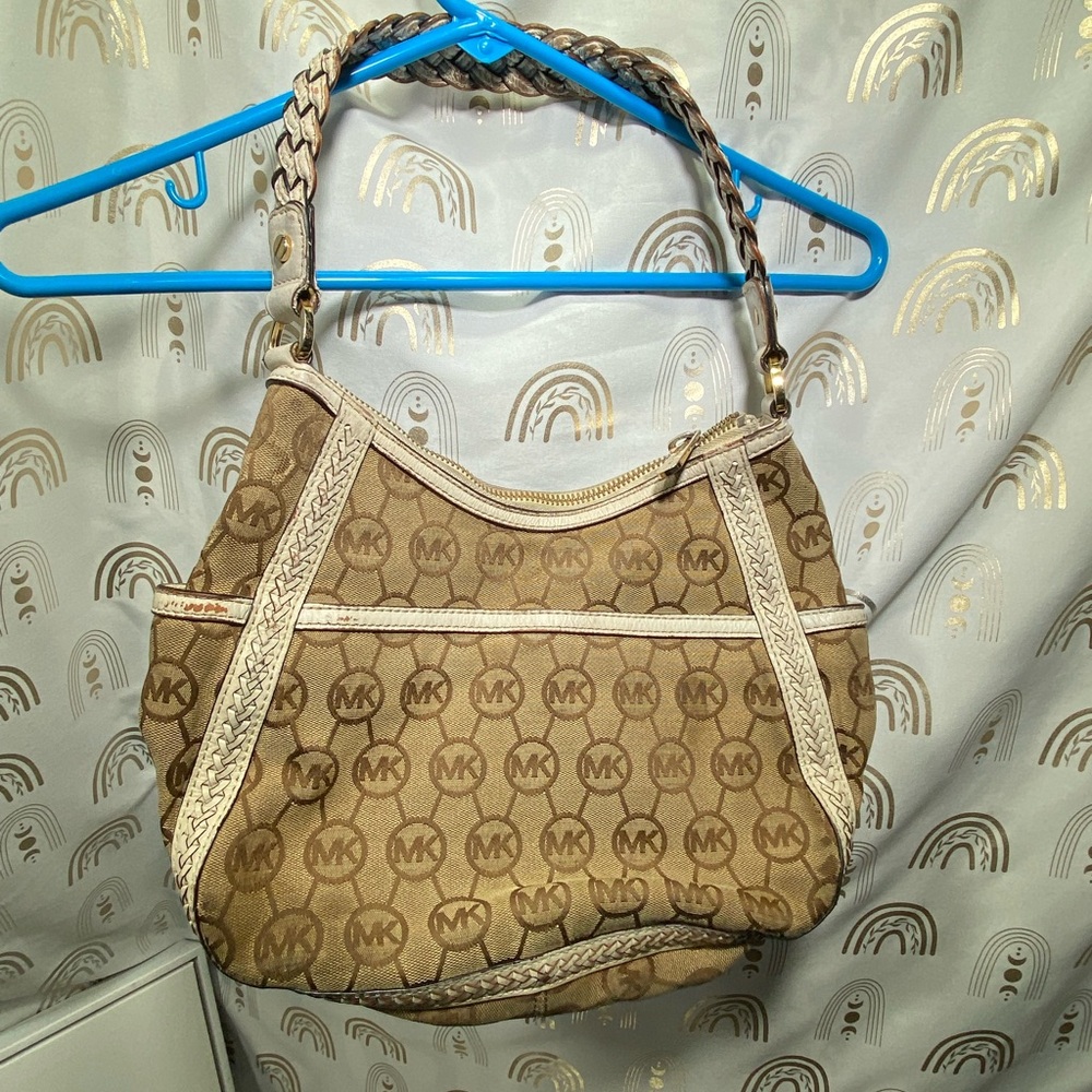Michael Kors Tan and Cream Logo Shoulder Bag